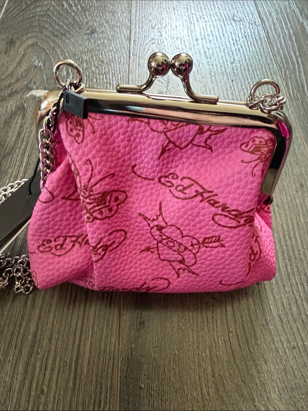 NWT Ed Hardy Hot Pink Tiger Kiss-Lock Mini Crossbody - Picture 3 of 6